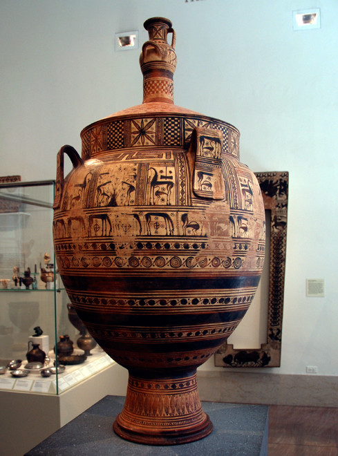 Terracotta Krater attributed to the Cesnola Painter, 705BC Idalion, The Cesnola Collection, Metropolitan Museum of Art, New York.