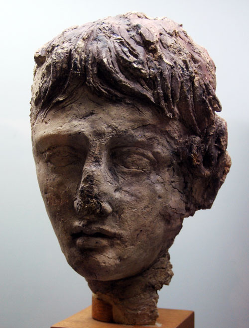 Clay head of a man from the funerary pyre discovered at Salamis, 4th Century BC, Cyprus Museum.