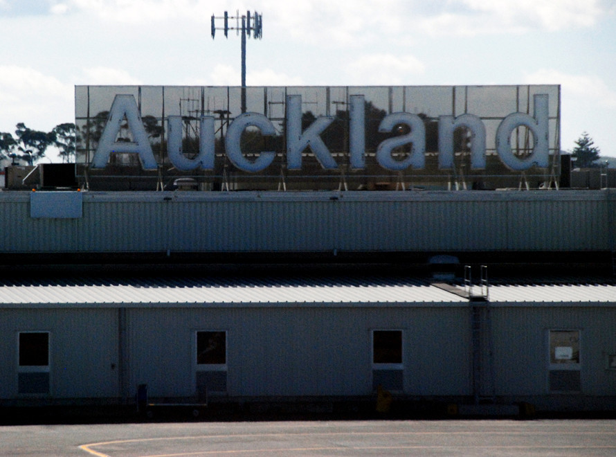 Just in case you thought you had landed somewhere else: sign at Auckland Airport.