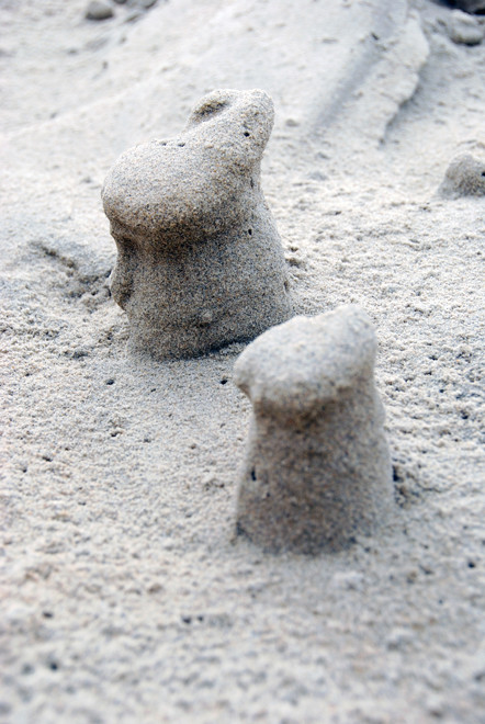 'Bunny columns' sculpted by the wind at Sand Fly Bay