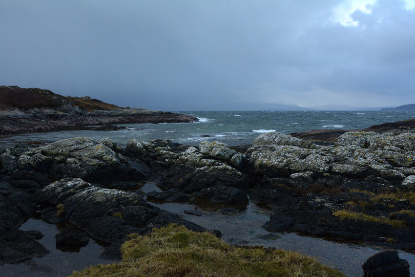 The freezing westerly whipping up the Inner Sound looking across to Scalpay and Skye.