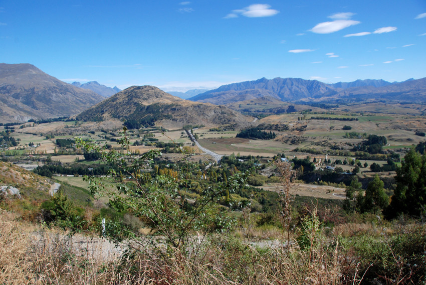 Looking east-south-east from above Arrowtown towards the Carrick Ridge Ranges.