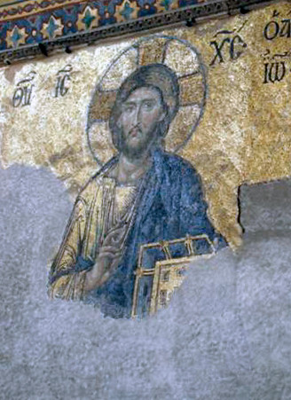 Christ, the central figure in the Deesis panel in Sancta Sophia, Constantinople, twelfth century (Courtesy: سب