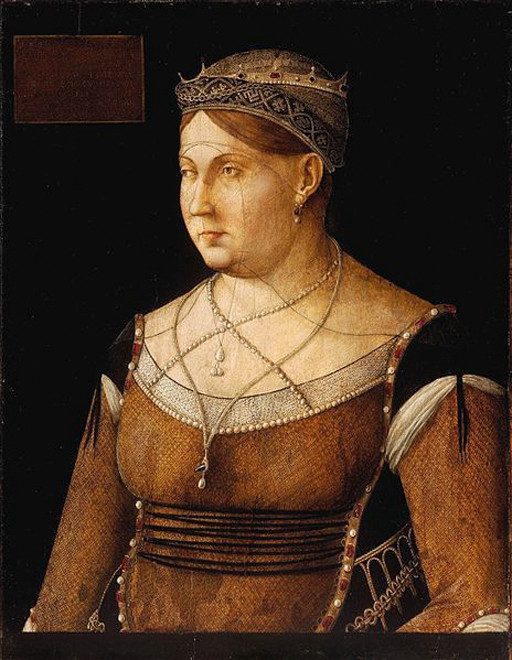 Portrait of Catherine Cornaro (Queen of Cyprus (1474-1489) by Gentile Bellini, at the Magyar Szépmüvészeti Múzeum, Budapest(c) Zenodot Verlagsgesellschaft mbH