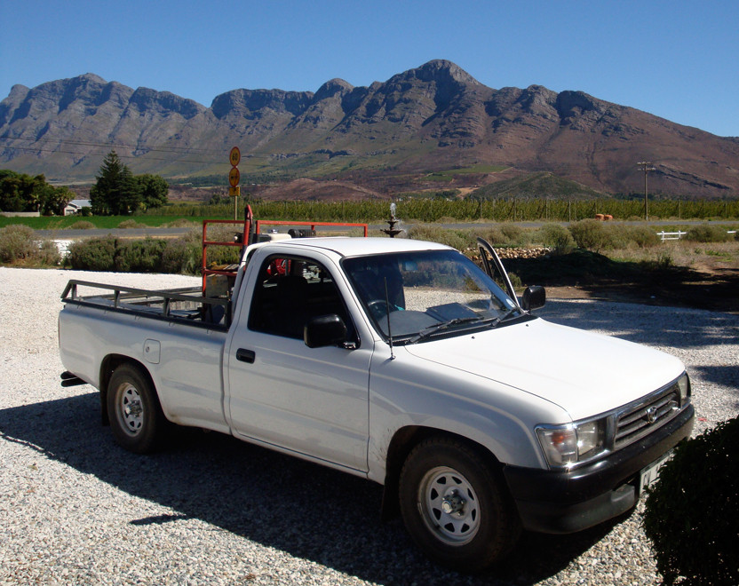 Bakkie( pick-up) in the Breede River Valley below the Bain's Kloof Pass (c) Peg Murray Evans