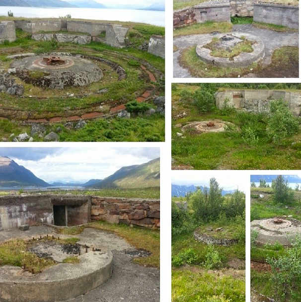 The remains of the bunkers and gun fooundations of a Nazi heavy artillery installation at Djupvik on the Storfjord that formed part of the Lyngen Line (Photo: thewehrmachtandss at #festunglyngenl on Instagram). 