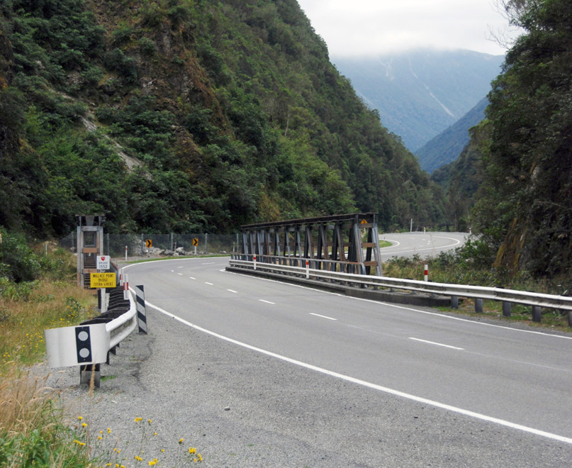 Looking down Authur's Pass across the Wallace Point Bridge