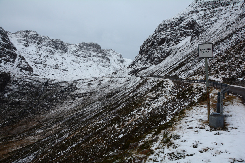 The ascent of the Bealach na Ba from Kishorn in mid-December 2014.