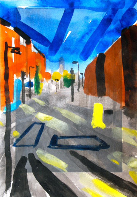 Barbican from Fish Central  2006 (Watercolour on digital print) (28x19) Fergus Murray