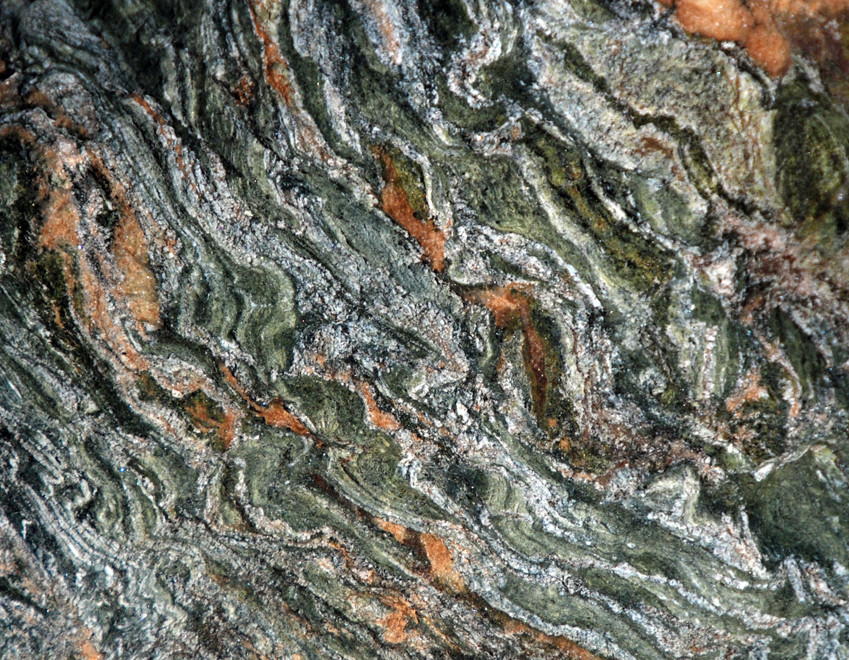 Another striking variety of schist from the Mill Stream riverbed near Fox Glacier