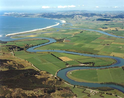 Inch Clutha and the river mouth (Courtesy GNS Science)