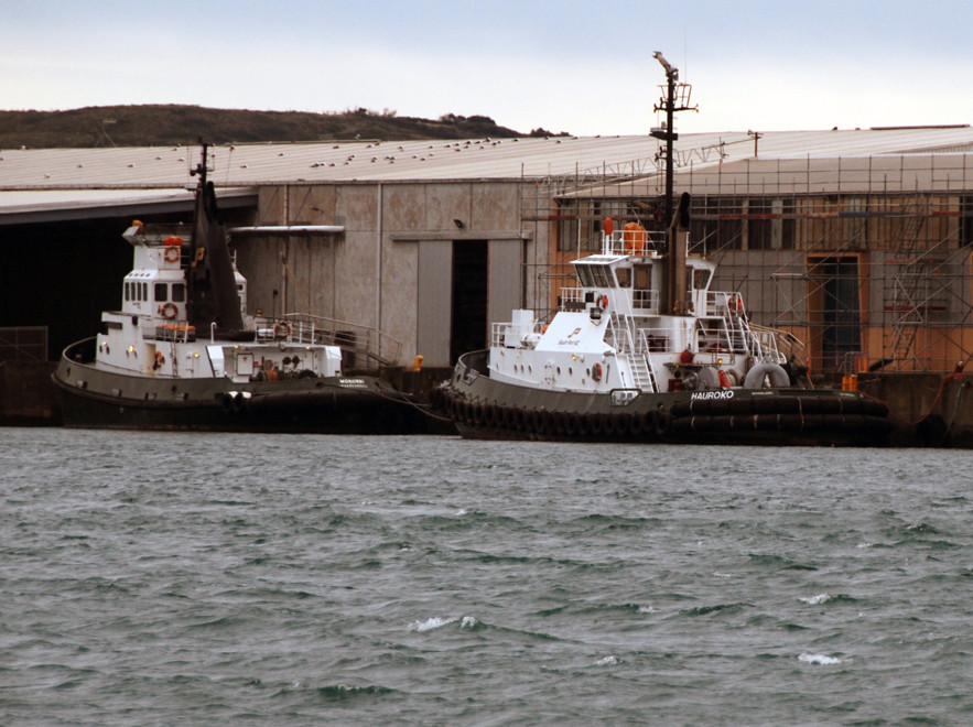 Southport NZ tugs, Hauroko and Mongwai. Hauroko is a 351 tonne tug built at Whangarei, NZ in 1988.