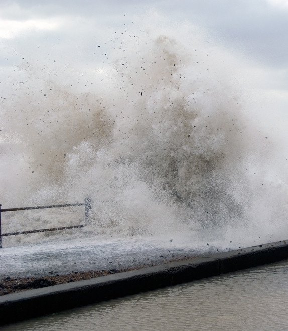 Explosive seas in St Margarets Bay driven in by fierce and freezing north-easterlies (March 2013)