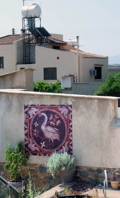 Copy of the motif (mosaic?) on the front of the restored 'Peristerona House'