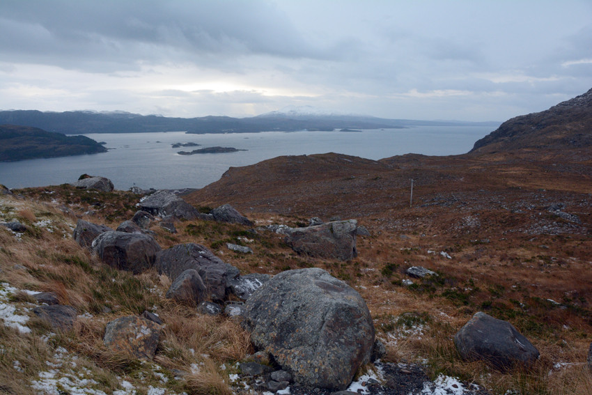 From the Bealach n Ba looking over Lochs Kishorn and Carron towards Plockton/Am Ploc, 13/12/14.