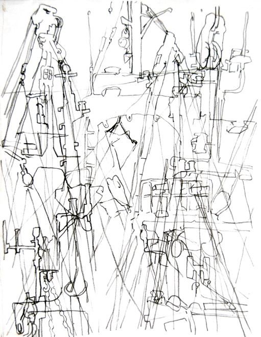 Newlyn Harbour 6 2005 (Pencil) (30x20) Fergus Murray Drawing