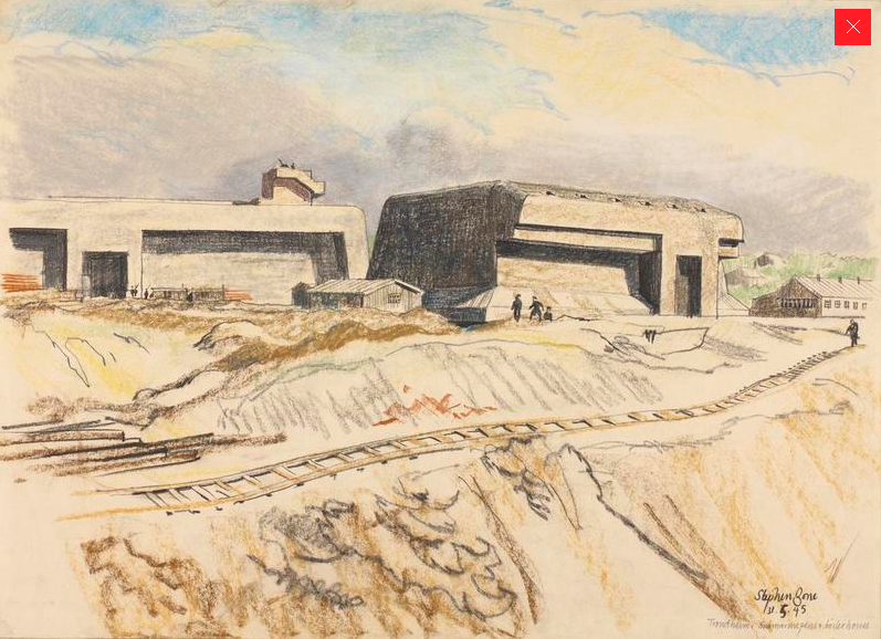 Trondheim: submarine pens, Stephen Bone, British War Artist, 1945 © IWM (http://www.iwm.org.uk/collections/item/object/3225). 