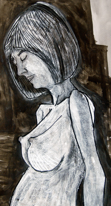 Bust (Chalk, ink, charcoal) (59x36) by Fergus Murray