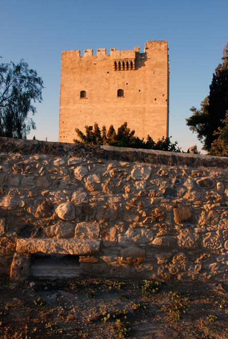 The 15th century keep of the castle on the Knights Hospitaller at Kolossi in evening light, January 2013.