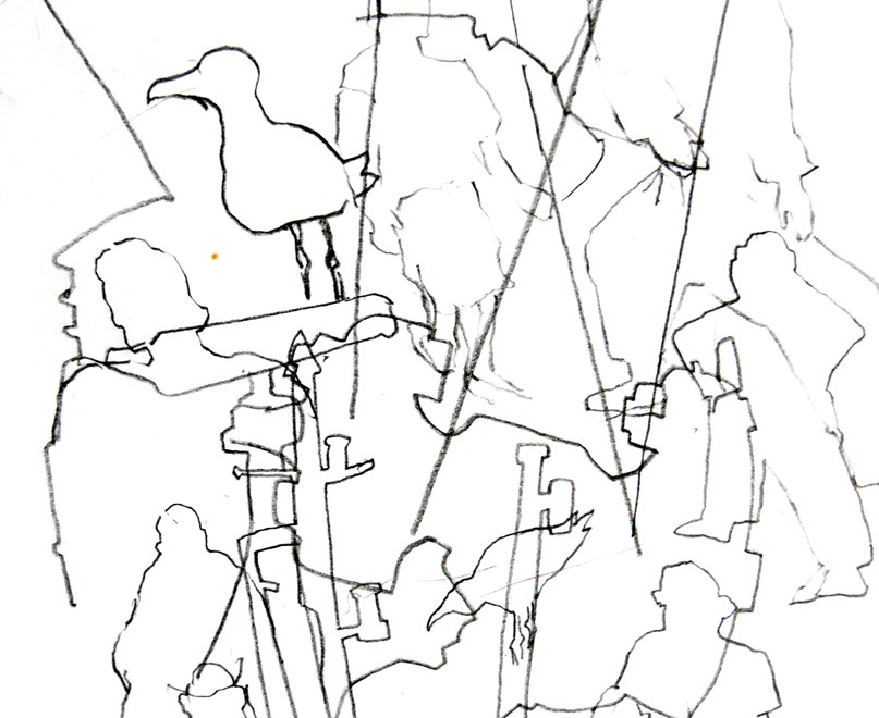 Newlyn Harbour 4 2005 (Pencil) (30x20) Fergus Murray Drawing
