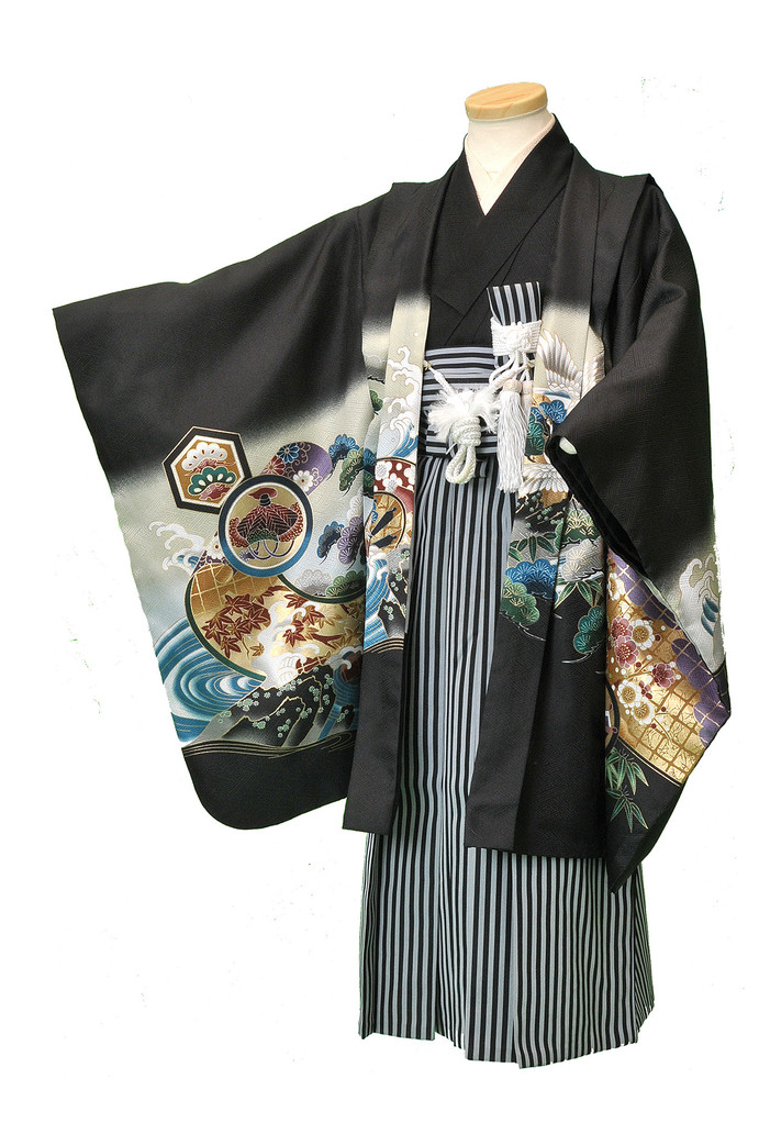 七五三 五歳児 5歳 男の子 着物レンタル 七五三 d5143 子供着物 袴 フルセット 人気