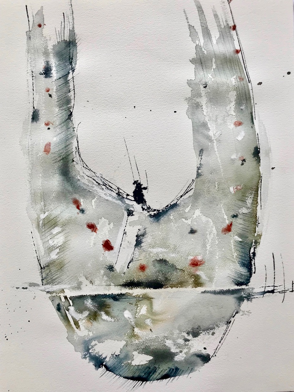 Heilbutt geschnitten, Aquarell und Tusche auf Papier, 46 x 61 cm, 2018