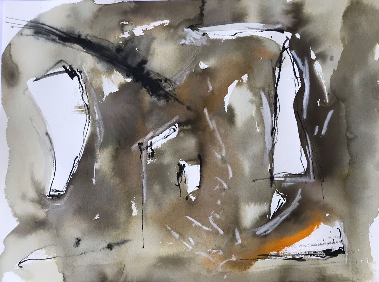 Ohne Titel, Aquarell und Tusche auf Papier, 46 x 61 cm, 2018