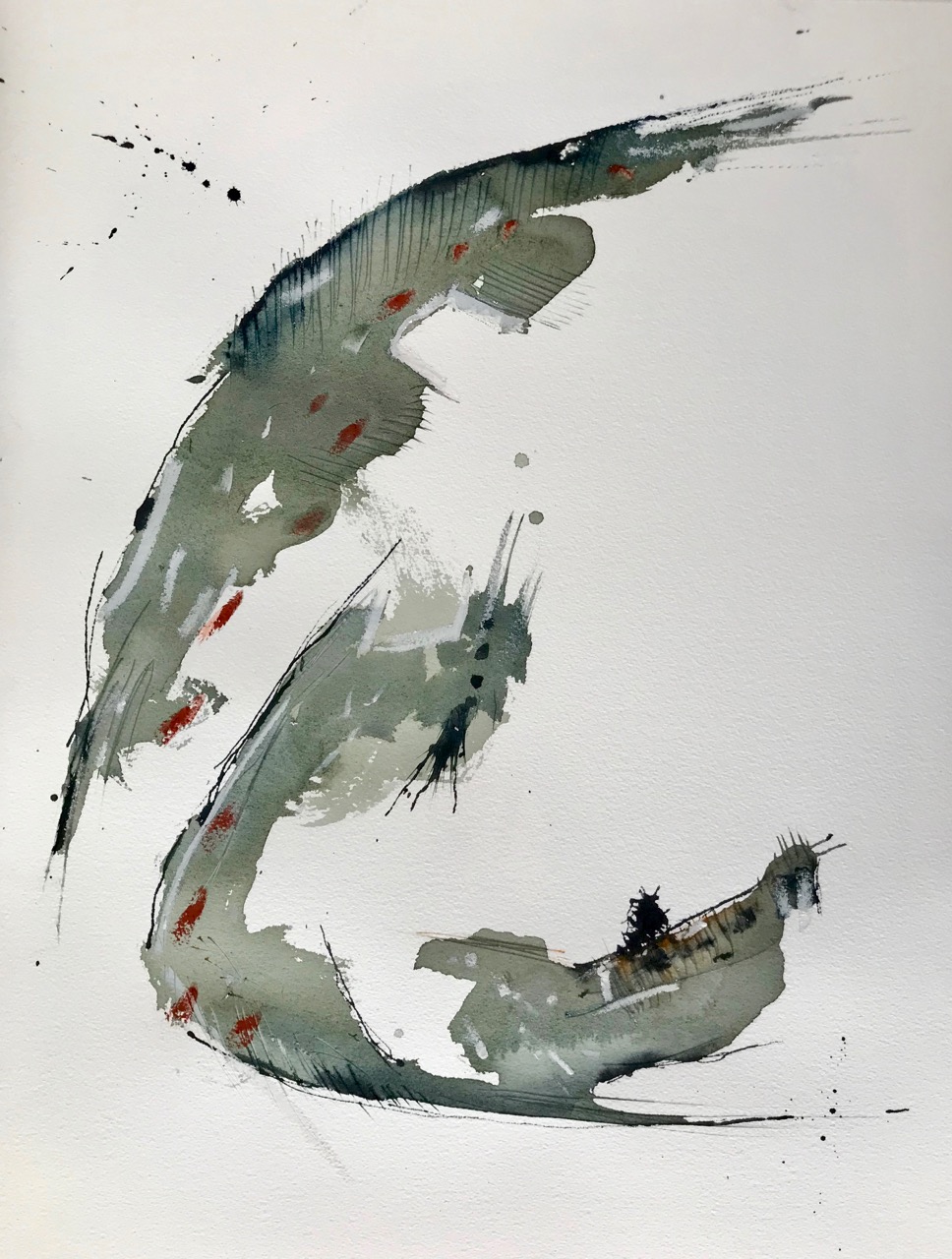 Sepferd, Aquarell und Tusche auf Papier, 46 x 61 cm, 2018