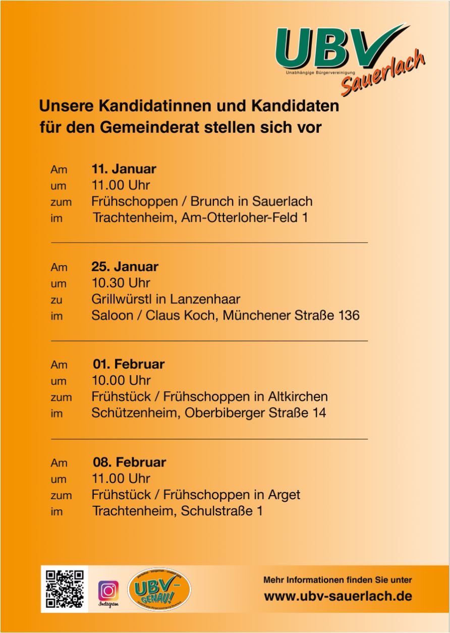 Herzliche Einladung zu unseren Wahlveranstaltungen