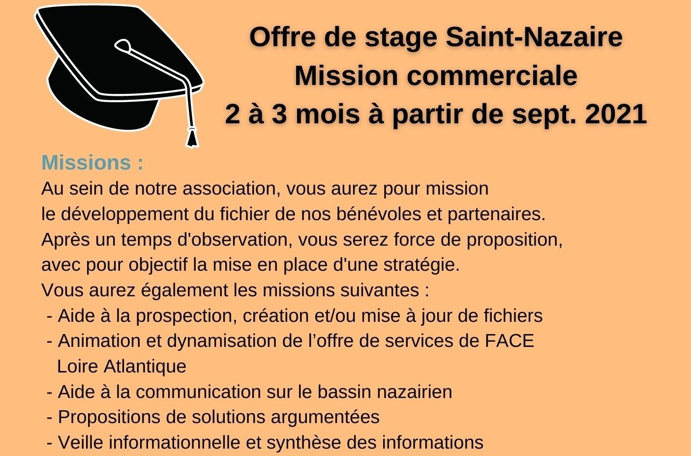 Notre association propose un stage sur une mission commerciale