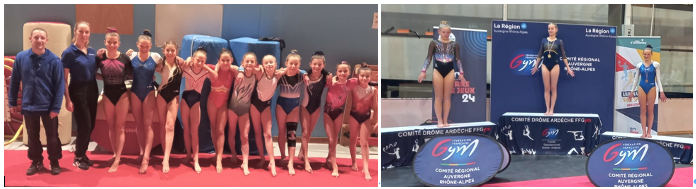 Patrice, Caroline et l'ensemble des filles / Rose sur le podium