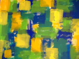 Gelbe Vierecke 2  50x65 Acryl auf Papier