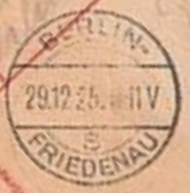 EKB BERLIN-FRIEDENAU  s  29.12.1925