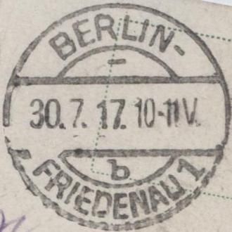 EKB BERLIN - FRIEDENAU  - 1 b  30. 7.1917 –  8. 4.1918
