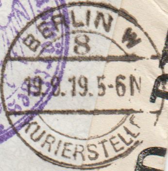 EKB W 8 KURIERSTELLE 5.8.1919 - 28.12.1922