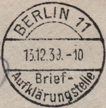 EKB SW 11 Brief/Aufklärungsstelle 1Std, 15.12.1938 - 6.2.1944