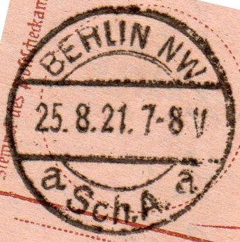 EKB NW Sch.A.  a – a  25.  8.1921 –   3.  8.1925