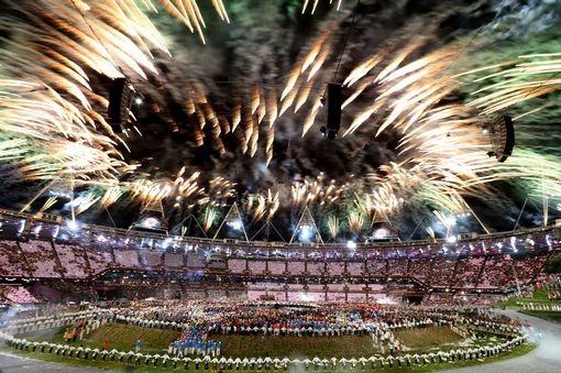 Fireworks in the Olympic stadium