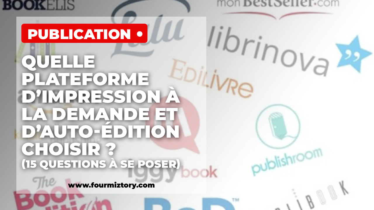 Bod, Lulu, Creatspace, Ingram, Iggybook, kindle direct publishing alias KDP, thebookedition... ont tous des avantages et des inconvénients.