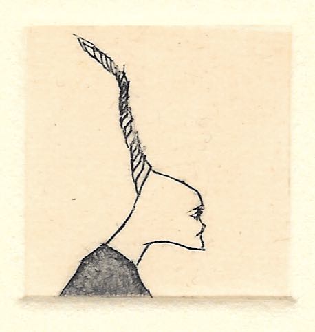 Horn　32×32mm  Engraving, Drypoint, Chine collée　2019    Ed.3