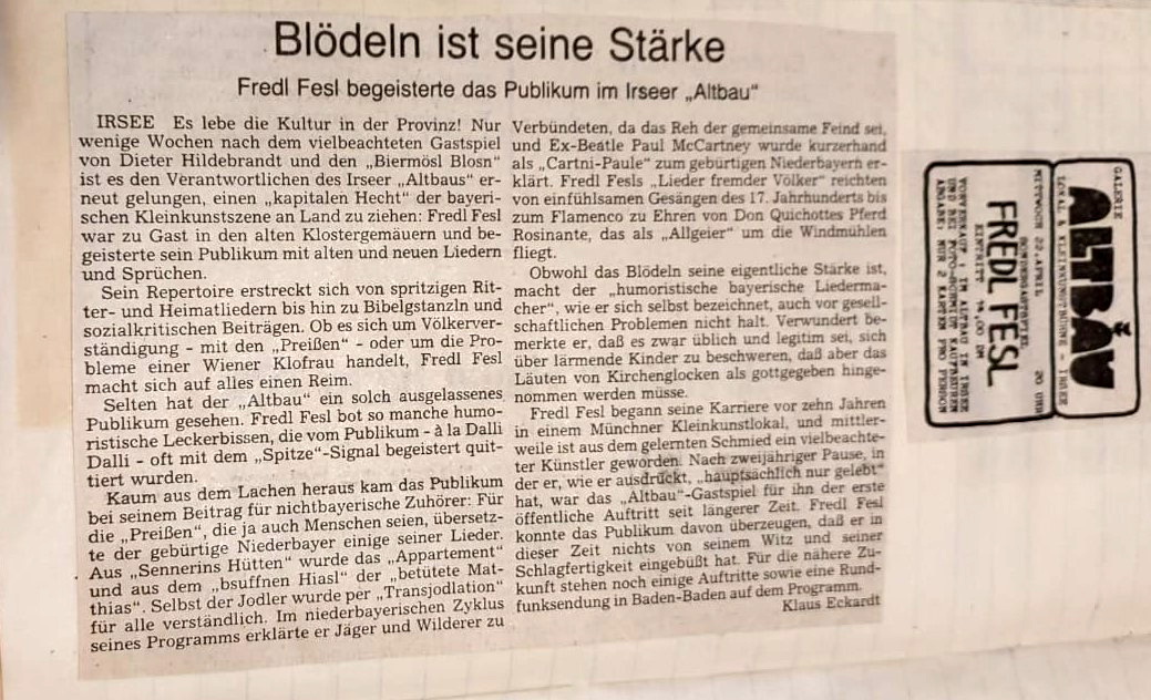 Foto und Zeitungsbericht aus dem Archiv von Klaus Michelfelder