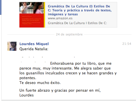 Opinión de Lourdes Miquel en Facebook