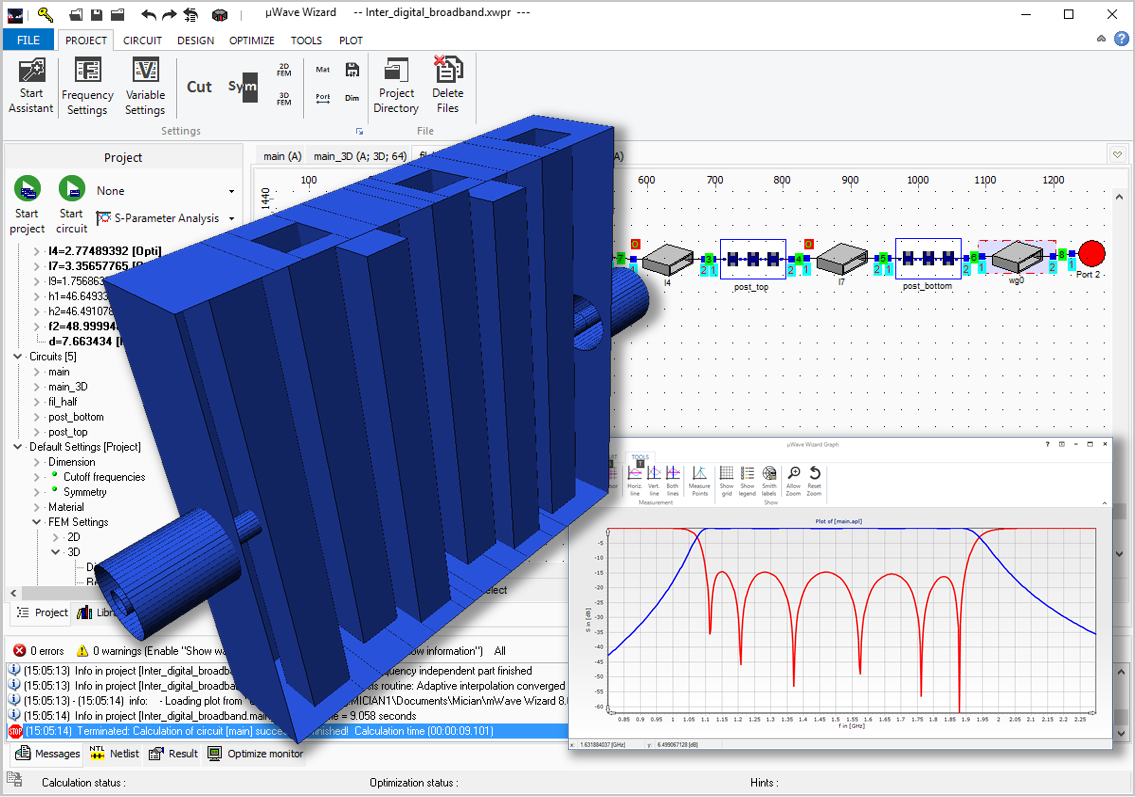 Six order interdigital filter with very broadband characteristics