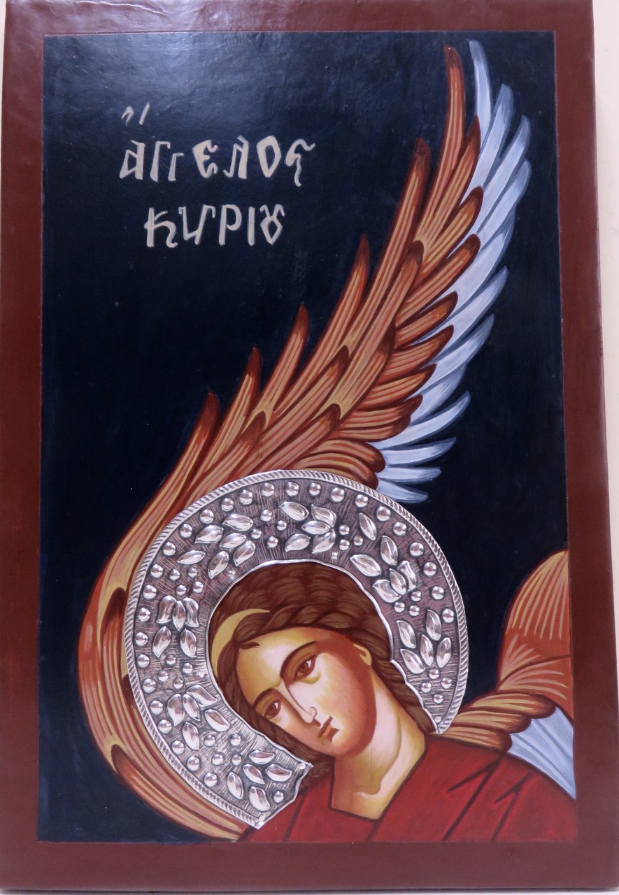 ÁNGEL DEL SEÑOR CON CORONA DE PLATA   32 X 22    300 €