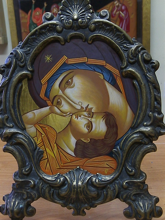 VIRGEN KARDIOTISA ICONO DE MESA (detalle) 30x24 600€