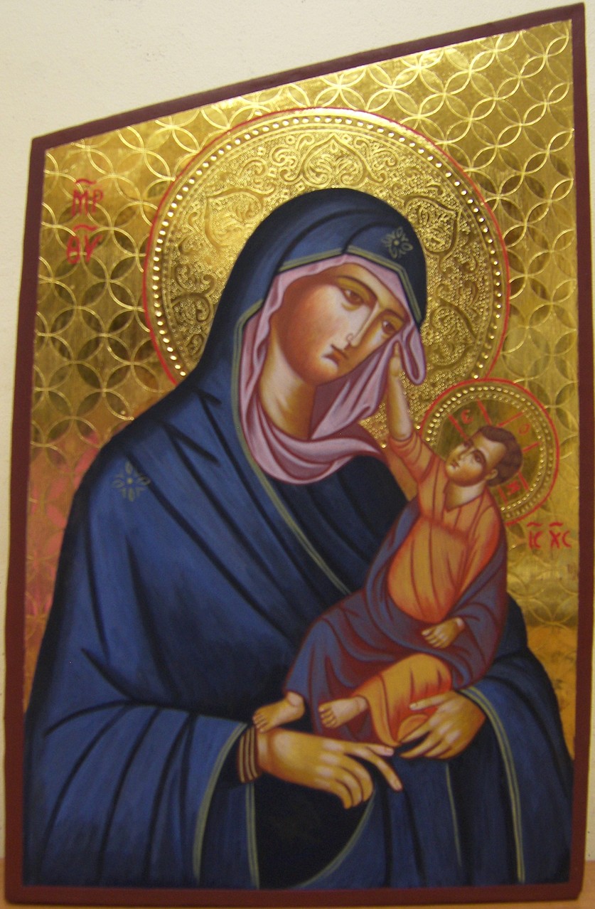 VIRGEN CON NIÑO COPIA ITALIANA  34 X 21 COLECCION PARTICULAR
