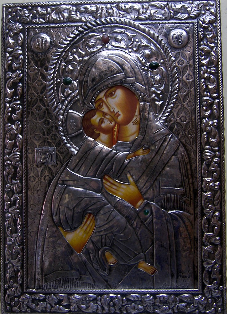 VIRGEN DE VLADIMIR. OCLAND EN PLATA  DE LEY  40 X 28    1.500 €