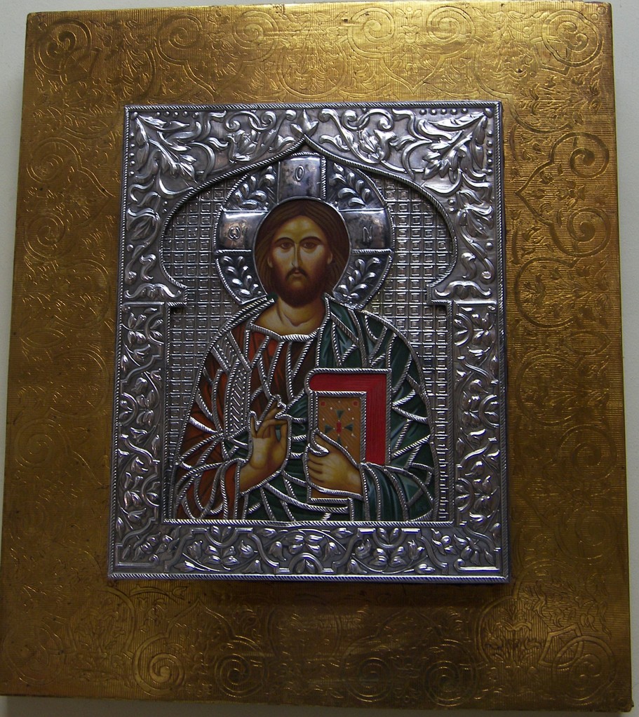 PANTOCRATOR PLATA CALADA Y SOPORTE CON PAN DE ORO  41 X37     750 €