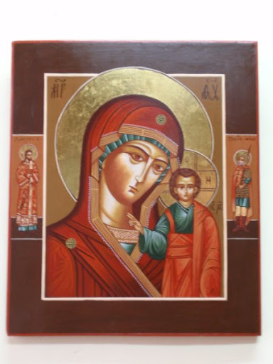 VIRGEN DE KAZAN CON SANTOS 40x32 550€