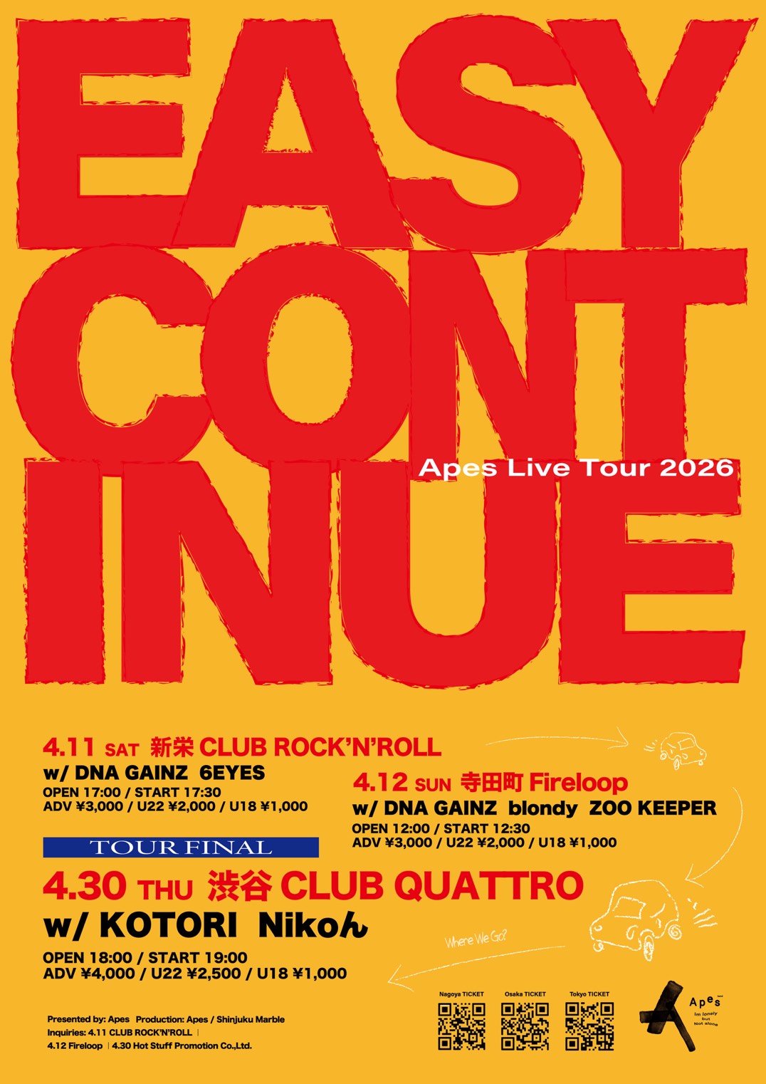 Apes Live Tour 2026「Easy Continue」